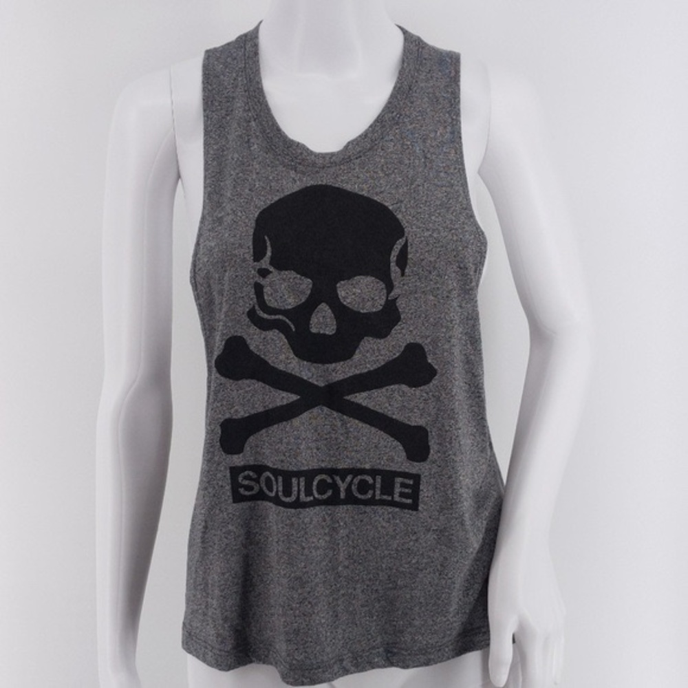 Gray soulcycle skull tank top